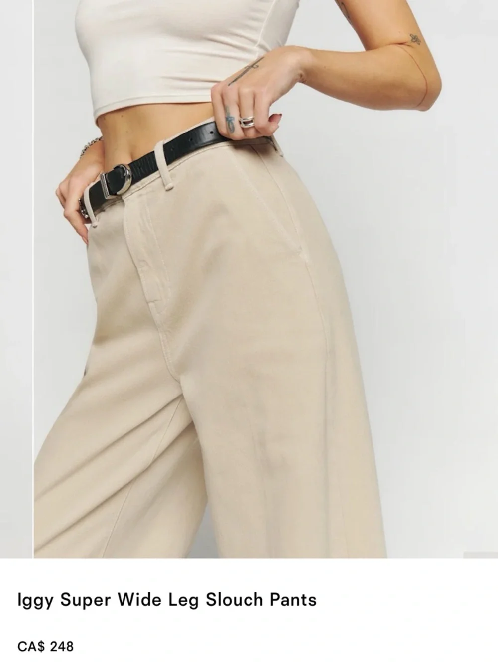 REFORMATION 100% organic cotton lggy Super Wide Leg Slouch women’s  jeans- Cream - Picture 2 of 10